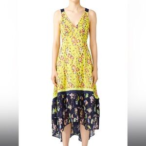 Tanya Taylor Floral Garden Print Everly V-Neck Belted Sleeveless Maxi Dress Sz 8